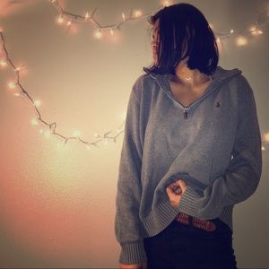 RALPH LAUREN Dark Grey Half-Zip Sweater